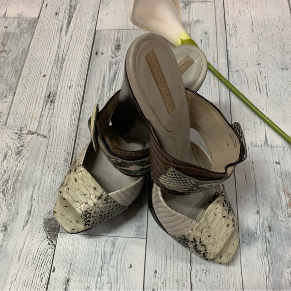 BCBG MAXAZRIA LEATHER SNAKE PRINT PLATFORM HEELS SANDALS SZ 10 - Picture 8 of 12
